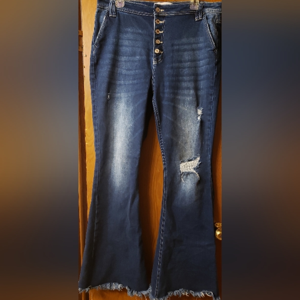 Kancan fringe flare jeans